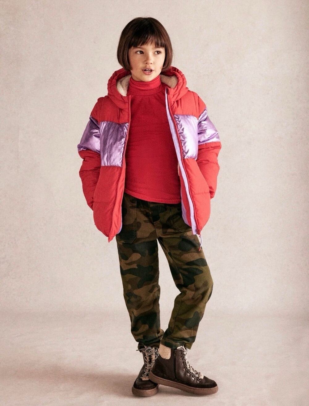 Mini Boden 2-in-1 Padded Coat-Red Pink /Metallic Size: 3-4Y NWT